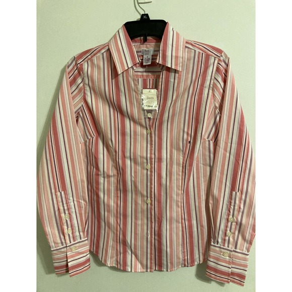 GH Bass Tops - GH Bass & Co. Women's Shirt Small Stripe Button Up Stretch Lipgloss #1054